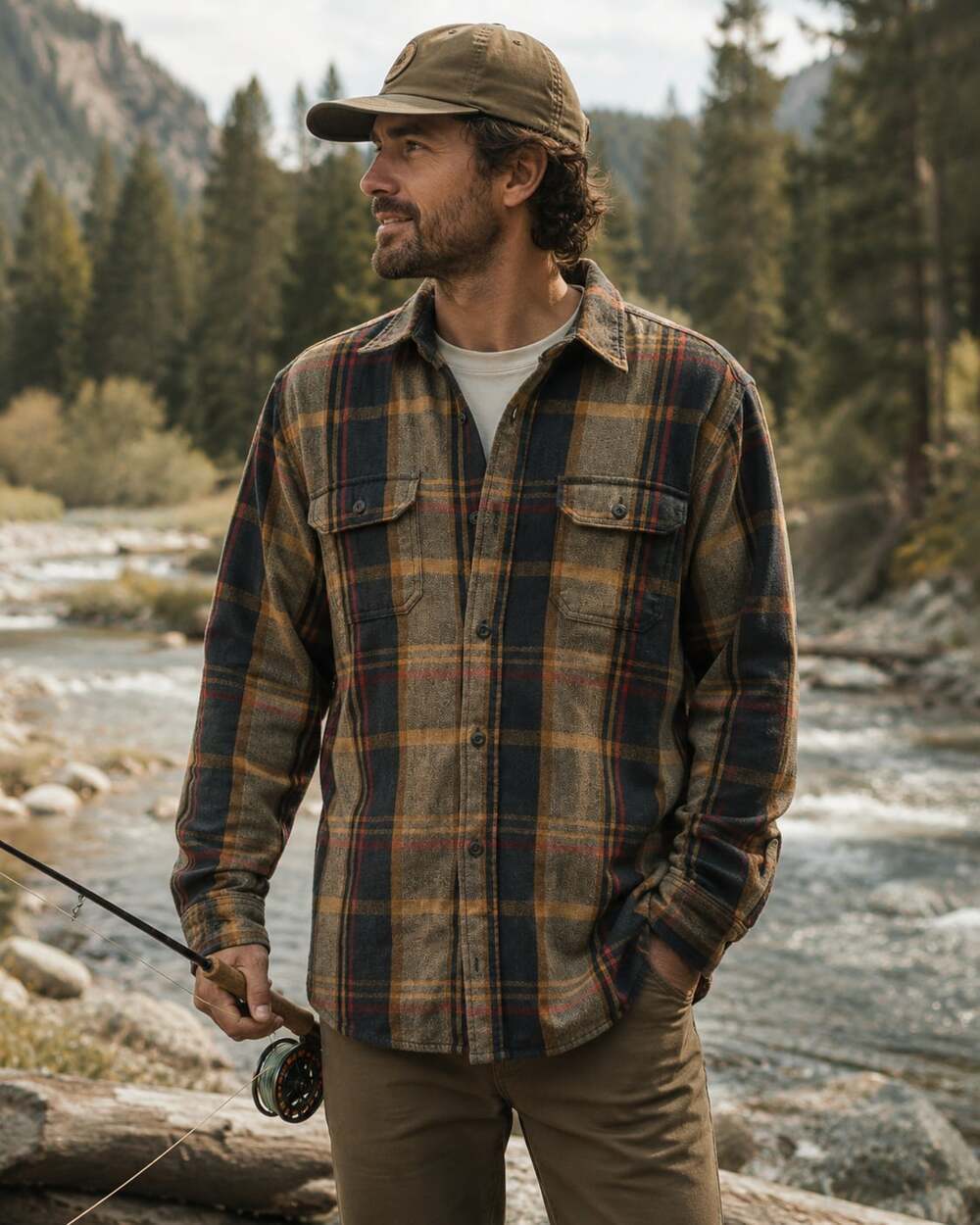 Orvis Plaid Fleece Lined Flannel Shirt Jacket XL Brown Outdoor Fishing